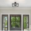 Westinghouse 6125700 Bexar Craftsman-Style Three Light Indoor Chandelier/Semi-Flush Mount Ceiling Fixture, Matte Black and Dark Pewter Finish