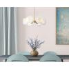 Westinghouse 6128100 Dorney Transitional Six Light Indoor Chandelier, Champagne Brass Finish, Frosted Glass(Bulbs Not Included)