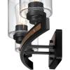 Westinghouse 6128700 Broomall Transitional Three Light Wall Fixture, Matte Black Finish with Barnwood Accents, Clear Seeded Glass