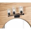 Westinghouse 6128700 Broomall Transitional Three Light Wall Fixture, Matte Black Finish with Barnwood Accents, Clear Seeded Glass