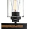 Westinghouse 6128700 Broomall Transitional Three Light Wall Fixture, Matte Black Finish with Barnwood Accents, Clear Seeded Glass
