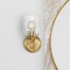 Westinghouse 6129600 Basset Contemporary One Light Wall Fixture, Champagne Brass Finish, Clear Seeded Glass(Champagne Brass)