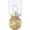 Westinghouse 6129600 Basset Contemporary One Light Wall Fixture, Champagne Brass Finish, Clear Seeded Glass(Champagne Brass)