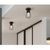 Westinghouse 6130700 Bandera Vintage-Style 5 Inch, One Light Semi-Flush Mount Ceiling Fixture, Matte Black Finish, Cage Shade