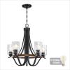 Westinghouse 6133100 Barnwell Vintage-Style Five Light LED Indoor Chandelier, Textured Iron and Barnwood Finish, Clear Hammered Glass