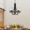 Westinghouse 6133100 Barnwell Vintage-Style Five Light LED Indoor Chandelier, Textured Iron and Barnwood Finish, Clear Hammered Glass