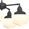 Westinghouse 6342000 Scholar Four-Light Indoor Convertible Chandelier/Semi-Flush Ceiling Fixture, Oil Rubbed Bronze Finish with White Opal Glass, Oil-Rubbed Bronze