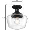Westinghouse 6578300 Scholar 9 inch Vintage One-Light Semi-Flush Mount Outdoor Ceiling Light Fixture Textured Black Finish, White Opal Glass(Textued Black with Clear Seeded Glass)