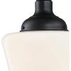Westinghouse 6578300 Scholar 9 inch Vintage One-Light Semi-Flush Mount Outdoor Ceiling Light Fixture Textured Black Finish, White Opal Glass(Textured Black with White Opal Glass)
