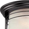Westinghouse 6674600 Senecaville Two-Light Exterior Flush-Mount Fixture, Weathered Bronze Finish on Steel with White Alabaster Glass