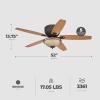 Westinghouse 7209600 Traditional Carolina LED 52 inch Oil Rubbed Bronze Indoor Ceiling Fan, LED Light Kit with Amber Alabaster Bowl(Oil Rubbed Bronze with LED Bulbs)