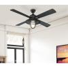 Westinghouse 7307100 Porto, Craftsman-Style LED Ceiling Fan with Light, 52 Inch, Black-Bronze Finish, Amber Frosted Glass(Distressed Aluminum)