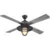 Westinghouse 7307100 Porto, Craftsman-Style LED Ceiling Fan with Light, 52 Inch, Black-Bronze Finish, Amber Frosted Glass(Distressed Aluminum)
