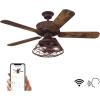Westinghouse 74001B00 Vintage-Style Barnett, Smart WiFi Ceiling Fan Compatible with Amazon Alexa and Google Home with LED Light, Remote Control, 48 Inch, Barnwood Finish, Cage Shade(App Control)