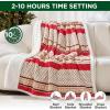 Westinghouse Electric Blanket Heated Throw, Super Cozy Luxury Faux Fur & Sherpa with 6 Heating Levels & 2-10 Hours Auto Off, Fast Heating & Overheat Protection, 50×60 Inch, Burgundy(Christmas Stripe)