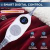 Westinghouse Electric Blanket Heated Throw, Super Cozy Luxury Faux Fur & Sherpa with 6 Heating Levels & 2-10 Hours Auto Off, Fast Heating & Overheat Protection, 50×60 Inch, Burgundy(Red)