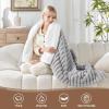 Westinghouse Electric Blanket Heated Throw, Super Cozy Luxury Faux Fur & Sherpa with 6 Heating Levels & 2-10 Hours Auto Off, Fast Heating & Overheat Protection, 50×60 Inch, Burgundy(Lightgrey Stripe)