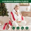 Westinghouse Electric Blanket Heated Throw, Super Cozy Luxury Faux Fur & Sherpa with 6 Heating Levels & 2-10 Hours Auto Off, Fast Heating & Overheat Protection, 50×60 Inch, Burgundy(Christmas Stripe)