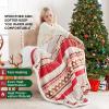 Westinghouse Electric Blanket Heated Throw, Super Cozy Luxury Faux Fur & Sherpa with 6 Heating Levels & 2-10 Hours Auto Off, Fast Heating & Overheat Protection, 50×60 Inch, Burgundy(Christmas Stripe)