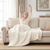 Westinghouse Electric Blanket Heated Throw, Super Cozy Luxury Faux Fur & Sherpa with 6 Heating Levels & 2-10 Hours Auto Off, Fast Heating & Overheat Protection, 50×60 Inch, Burgundy(Ivory Stripe)