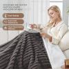 Westinghouse Electric Blanket Heated Throw, Super Cozy Luxury Faux Fur & Sherpa with 6 Heating Levels & 2-10 Hours Auto Off, Fast Heating & Overheat Protection, 50×60 Inch, Burgundy(Darkgrey Stripe)