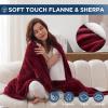 Westinghouse Electric Blanket Heated Throw, Super Cozy Luxury Faux Fur & Sherpa with 6 Heating Levels & 2-10 Hours Auto Off, Fast Heating & Overheat Protection, 50×60 Inch, Burgundy(Red)