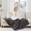 Westinghouse Electric Blanket Heated Throw, Super Cozy Luxury Faux Fur & Sherpa with 6 Heating Levels & 2-10 Hours Auto Off, Fast Heating & Overheat Protection, 50×60 Inch, Burgundy(Darkgrey Stripe)