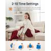 Westinghouse Electric Blanket with Foot Pocket for Adults, Ultra Soft Flannel to Sherpa Heated Throw with 6 Heating Levels & 2-10 Hours Time Settings, Fast Heating & Machine Washable, 50×62, Brown(Burgundy)
