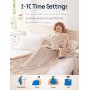 Westinghouse Electric Snuggle Throw Blankets with Foot Pocket, Wearable Heated Blanket with Sleeves, 6 Heating Levels & 2 to 10 Hours Heating Time Settings, 50 * 70″+18″, Grey(Beige&ivory)