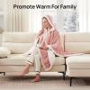 Westinghouse Electric Snuggle Throw Blankets with Foot Pocket, Wearable Heated Blanket with Sleeves, 6 Heating Levels & 2 to 10 Hours Heating Time Settings, 50 * 70″+18″, Grey(Pink)