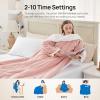 Westinghouse Electric Snuggle Throw Blankets with Foot Pocket, Wearable Heated Blanket with Sleeves, 6 Heating Levels & 2 to 10 Hours Heating Time Settings, 50 * 70″+18″, Grey(Pink&ivory)