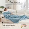 Westinghouse Electric Snuggle Throw Blankets with Foot Pocket, Wearable Heated Blanket with Sleeves, 6 Heating Levels & 2 to 10 Hours Heating Time Settings, 50 * 70″+18″, Grey(Light Blue&ivory)