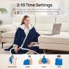 Westinghouse Electric Snuggle Throw Blankets with Foot Pocket, Wearable Heated Blanket with Sleeves, 6 Heating Levels & 2 to 10 Hours Heating Time Settings, 50 * 70″+18″, Grey(Navy Blue)