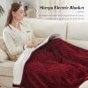 Westinghouse Full Size Heated Blanket, Soft Flannel to Sherpa Reversible, Electric Blanket Full with 10 Heating Settings & 1-12 Hours Auto Shut Off, Machine Washable, (72″ x 84″, Beige)(Red)