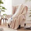 Westinghouse Heated Throw Blanket, Soft Flannel to Sherpa Electric Throw with 6 Heating Levels, 2-10 Hours Time Settings, Fast Heating, Machine Washable 50×60 Inch, Light Grey(Beige)