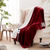 Westinghouse Heated Throw Blanket, Soft Flannel to Sherpa Electric Throw with 6 Heating Levels, 2-10 Hours Time Settings, Fast Heating, Machine Washable 50×60 Inch, Light Grey(Red)