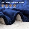 Westinghouse Heated Throw Blanket, Soft Flannel to Sherpa Electric Throw with 6 Heating Levels, 2-10 Hours Time Settings, Fast Heating, Machine Washable 50×60 Inch, Light Grey(Navy Blue)