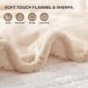 Westinghouse Heated Throw Blanket, Soft Flannel to Sherpa Electric Throw with 6 Heating Levels, 2-10 Hours Time Settings, Fast Heating, Machine Washable 50×60 Inch, Light Grey(Beige)