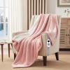 Westinghouse Heated Throw Blanket, Soft Flannel to Sherpa Electric Throw with 6 Heating Levels, 2-10 Hours Time Settings, Fast Heating, Machine Washable 50×60 Inch, Light Grey(Pink)