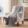 Westinghouse Heated Throw Blanket, Soft Flannel to Sherpa Electric Throw with 6 Heating Levels, 2-10 Hours Time Settings, Fast Heating, Machine Washable 50×60 Inch, Light Grey(Light Grey)