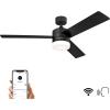 Westinghouse Lighting 74006A00 Modern Alta Vista Works with Alexa Smart WiFi Ceiling Fan with LED Light, Remote Control 52 Inch Matte Black Finish, Opal Frosted Glass, A Certified for Humans Device(Matte Black)