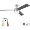Westinghouse Lighting 74006A00 Modern Alta Vista Works with Alexa Smart WiFi Ceiling Fan with LED Light, Remote Control 52 Inch Matte Black Finish, Opal Frosted Glass, A Certified for Humans Device(Brushed Nickel)