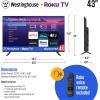Westinghouse Roku TV – 40 Inch Smart TV, FHD QLED Television w/Dolby Digital+, Wi-Fi & Mobile App Connectivity, Flat Screen, Bluetooth, Compatible w/Apple AirPlay, Alexa, & Google Assistant(43 Inch Edgeless 1080P)
