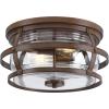 Westinghouse 6112600 Weatherby 14 Inch Rustic/Arts & Crafts Two-Light Outdoor Flush Mount Ceiling Light, Barnwood Finish, Clear Glass, bronze(Barnwood Bronze)