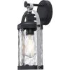 Westinghouse 6113400 Courtland Grove Transitional One-Light Outdoor Wall Light, Matte Black and Antique Pewter Finish, Clear Hammered Glass