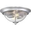 Westinghouse 6115900 Basset Contemporary Two-Light, 13 Inch Indoor Flush Mount Ceiling Light Fixture, Brushed Nickel Finish, Clear Seeded Glass
