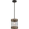 Westinghouse 6117900 Langston Vintage-Style One-Light Indoor Pendant Light, Matte Black Finish with Barnwood Accents, Cage Shade(Oil Rubbed Bronze and Pine Accents)