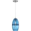 Westinghouse 6118700 Soren Contemporary One-Light Indoor Mini Pendant Light, Brushed Nickel Finish, Sapphire Glass, Blue(Blue)