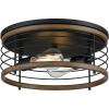 Westinghouse 6125000 Ackton Vintage-Style 13 Inch, Two Light Flush Mount Ceiling Fixture, Matte Black Finish with Barnwood Accents(1 Count (Pack of 1))