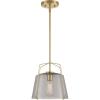 Westinghouse 6125100 Hallein Transitional One Light Indoor Pendant, Champagne Brass Finish, Smoke Grey Glass